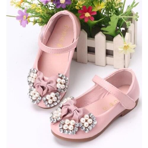 Girls Princess Leather Shoes 2021 Summer New Korean Version Of Peas Soft Bottom Bow Single Shoes