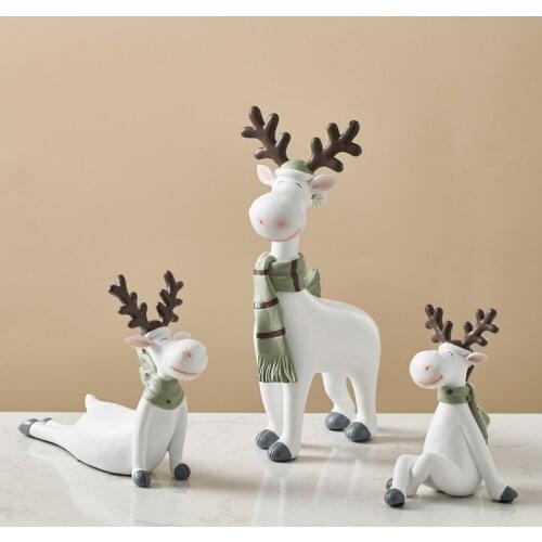 Creative Deer Statue Resin Animal Model Nordic Home Decoration Living Room Children Bedroom Decoration Accessories Birthday Gift