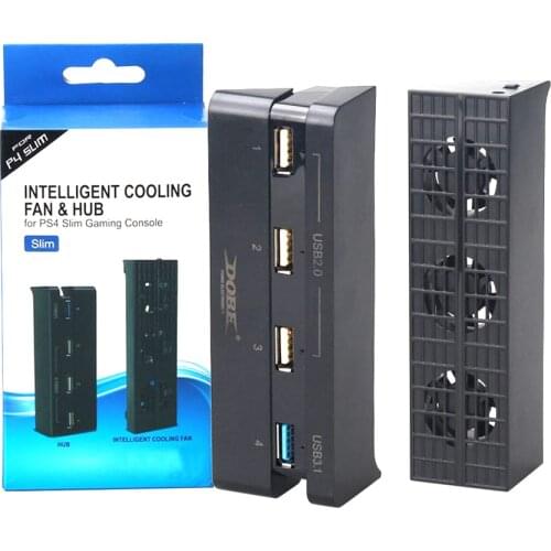 DOBE Cooler Cooling Fan Mulitfunction Cooler Cooling Fan USB 3.1 2.0 High Speed Expansion Hub for Playstation 4 PS4 Slim Console