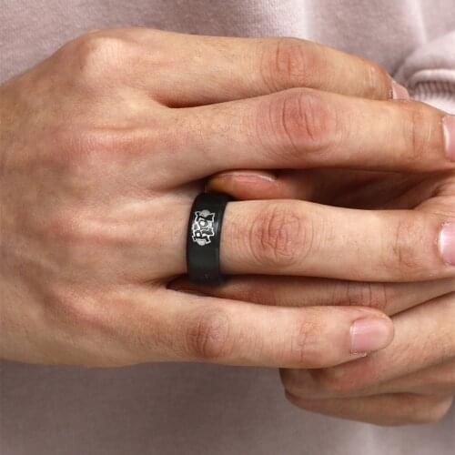 MOREDEAR 8mm 316 Titanium Ring Black for Men and Game Ring