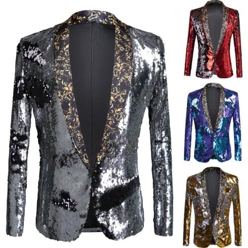 Mens Shining Plus Size Handmake Black Blazer DJ Singers Nightclub Costume Stylish Suit Jacket Stage mens suits sequined jacket