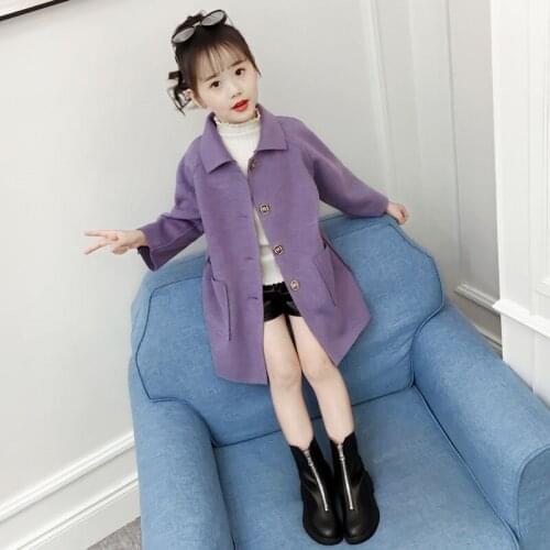 2021 Retro Winter Autumn Woolen Coat Girls Kids Thicken Outerwear Teenage Top Costume Ruffle Evening Party Childrens Clothing