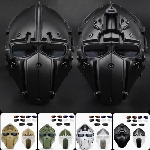Paintball Full Face Helmet Replaceable Goggles Mask Tactical Helmet for Airsoft Paintball Hunting Shooting Outdoor Sports