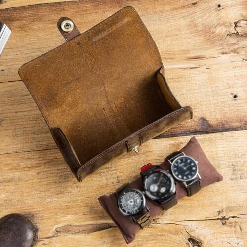Display Box Storage Watch Band Holder Faux Leather Roll Wrist Watches Pouch Container Gift