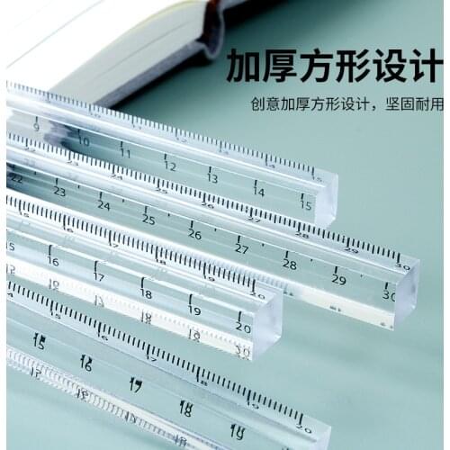 15/20/30/cm Transparent Straight Ruler Students Stationery Simple Square ruler Rulers Acrylic Measuring Tools