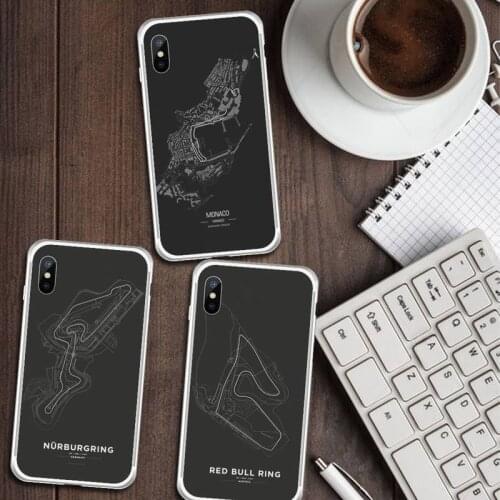 Diseny Formula 1 racing circuit shell Phone Case Transparent for iPhone 6 7 8 11 12 s mini pro X XS XR MAX Plus
