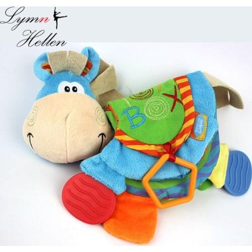 Happy Monkey 22cm Baby Rattle Teether Stuffed Plush Doll Bibi Donkey Horse Car Bed hanging Toys Bell Ring Paper Infant Kids