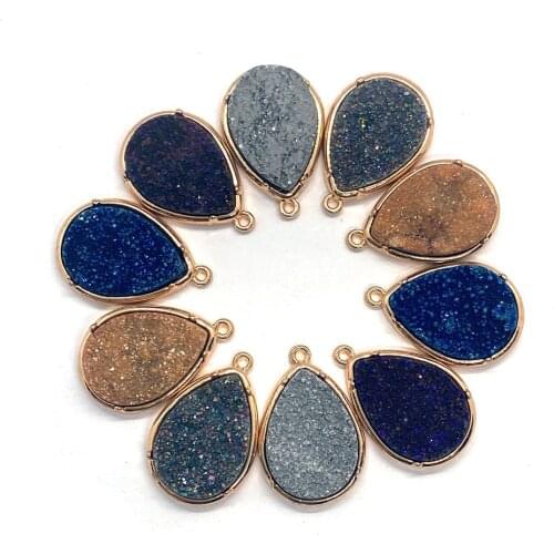 Natural Stone Crystal Solidified Quartz Drop-shaped Necklace Earrings Pendant Suitable for DIY Handmade Jewelry Jewelry Making