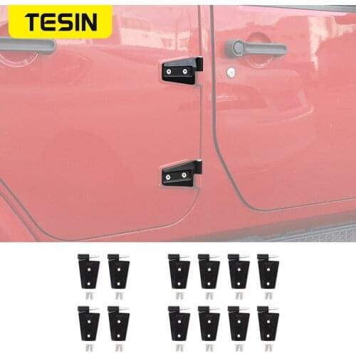 TESIN Car Original Door Hinge Cover Engine Hood Hinge Protector Trim Cover Stickers Accessories For Jeep Wrangler JK 2007-2017