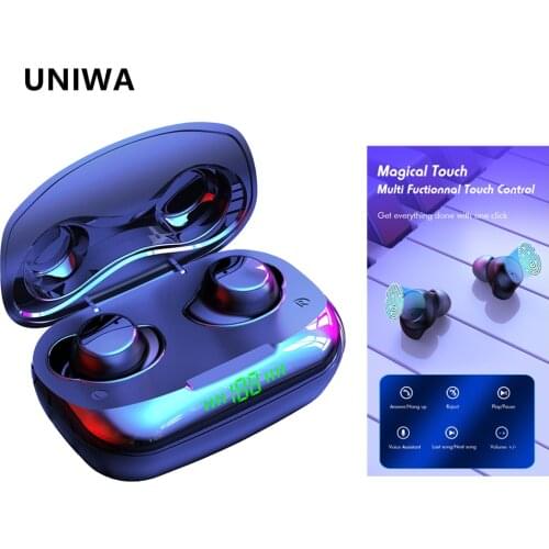 UNIWA 24 TWS Bluetooth 5.0 Earphones Sports Earbuds With Microphone 550mah Charging Box Wireless Headphone for iPhone Android