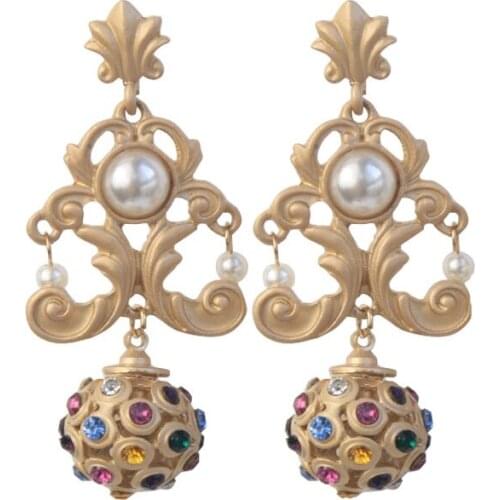 Baroque Retro Pearl Drop Earrings for Women Wedding Dangle Earring Jewelry Luxury Handmade Fine Long Earring pendant Jewelry