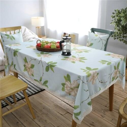 Waterproof Tablecloth Flower Pattern With Lace Rectangular Tables Cloth Home Furniture Table Desk Cover Banquet Festival Decor