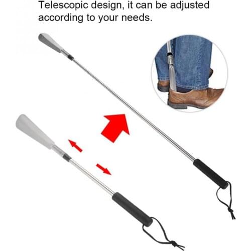 Clothing Aids Extendable Telescope Long Handle Metal Stainless Steel Shoe Horn Collapsible us Putting On And Taking Off