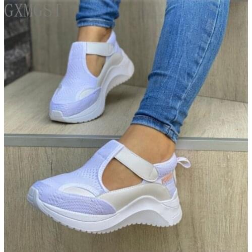 2021 New Autumn Women Platform Sneakers Ladies Brand Shoes Girls Thick Bottom Sneakers Genuine Mesh Sneakers Trainers Flat Shoes