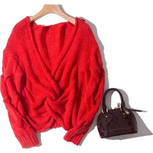 2021 Fall Winter Womens Hollowed Out Mohair Loose Pullover Cardigan