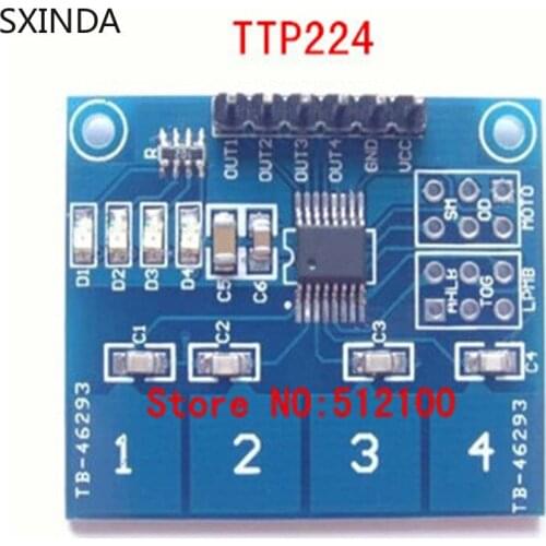 10pcs/lot TTP224 4 channel digital touch capacitive touch switch sensor module