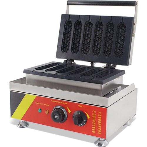 110V 220V Commercial ELectric Muffin Hot Dog Waffle Machine Non-stick 6pcs Lolly Waffle Maker 138*40*20mm Waffle EU/AU/UK/US