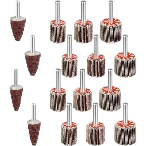 16PCS Flap Wheels 1/4Inch 80 Grit Aluminum Oxide Shank Mounted Abrasive Flap Wheel for Removing Rust Grinding Polishing