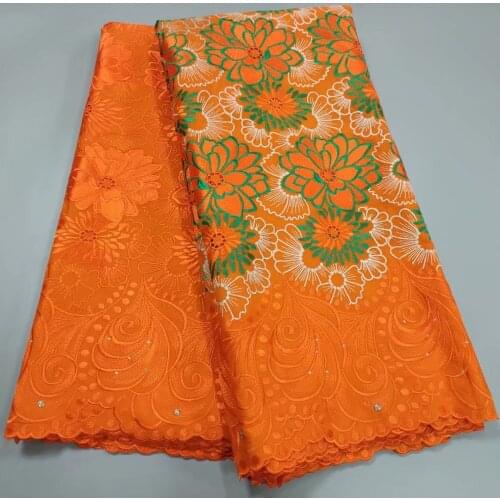 2021 Latest French Net Lace Fabric African 100% Cotton Embroidery Swiss Voile Lace in Switzerland 2.5+2.5Yards For Women Dress