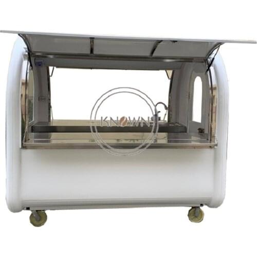 220 CM Hand Push Food Cart Mobile 4 Wheels Mini Food Trailer On Street Catering Carts Outdoor Food Kiosk