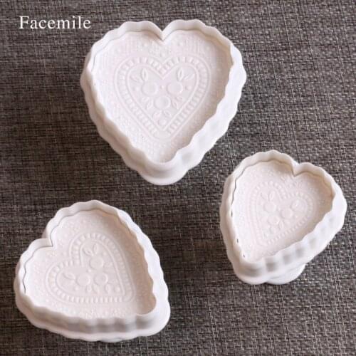 3Pcs/set Plastic Large Heart Fondant Plunger Cake Cutter Mould Cookie Baking Tools Mold Decoration 03019