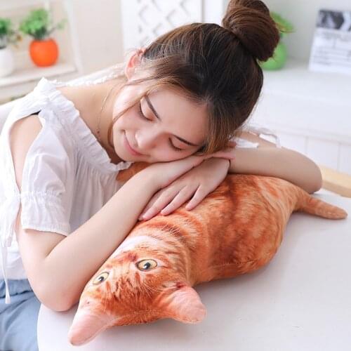 50cm Simulation Plush Cat Pillows Soft Stuffed Animals Cushion Sofa Decor Cartoon Plush Toys for Children Kids Gift
