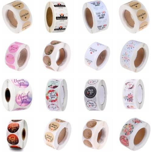 500pcs round thank you for your order sticker Heart Thanks for Shopping Small Shop Local Handmade sticker white labels sticker