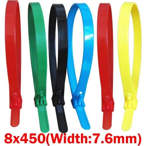 8x450 8*450mm (7.6mm Width) White Black Green Nylon Network Electric Wire String Plastic Reusable Releasable Zip Ties Cable Tie