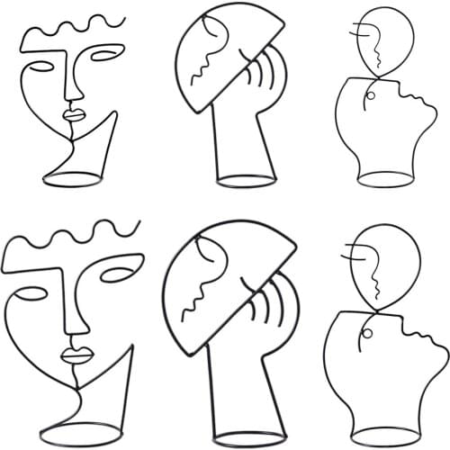 Abstract Face Outline Sculpture Decoration Women Face Statue Countertop Desktop Hat Holder Jewellery Display Rack Stand