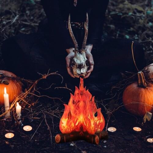 Besegad 4PCS 3D Flame Decorative Cardboard 12in Artificial Paper Fire Campfire Centerpiece Torch for Halloween Party Decor