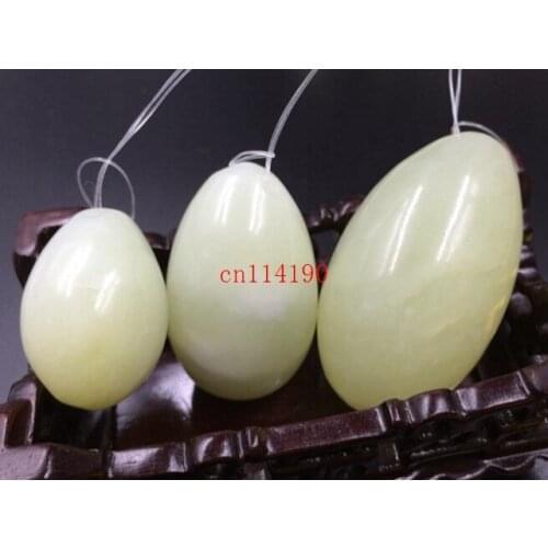 Free shipping Drilled natural jade eggs massage 3pcs/set yoni eggs For Face Body Massage kegel exercise