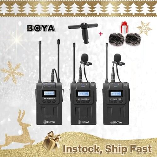 Boya BY-WM8 Pro K1 K2 UHF Dual-Channel Wireless Microphone System Interview Receiver Transmitter for iPhone DSLR Camera