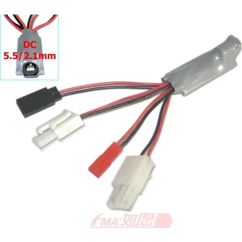 DC5.5/2.1mm to 4pcs Heads Convert Connector KET FUTABA SYP for Battery Charging