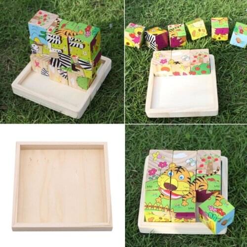 Tray Wooden Storage Toys New Nine Puzzle Six-sided 3D Jigsaw Cubes Puzzles Accessories For Children Kids Educational Funny Games