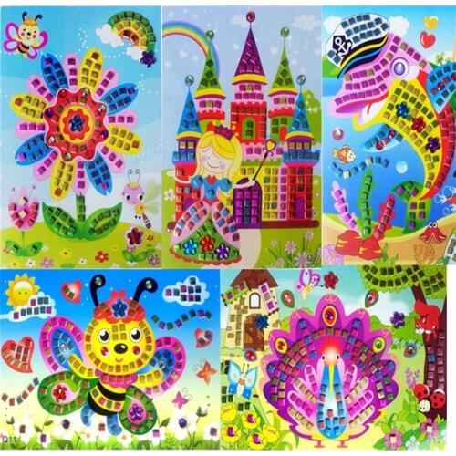 Handmade 3D Children Puzzle DIY Mosaic Foam Stickers Art EVA Cartoon Crystal Sticker Creative Educational Toys For Kids