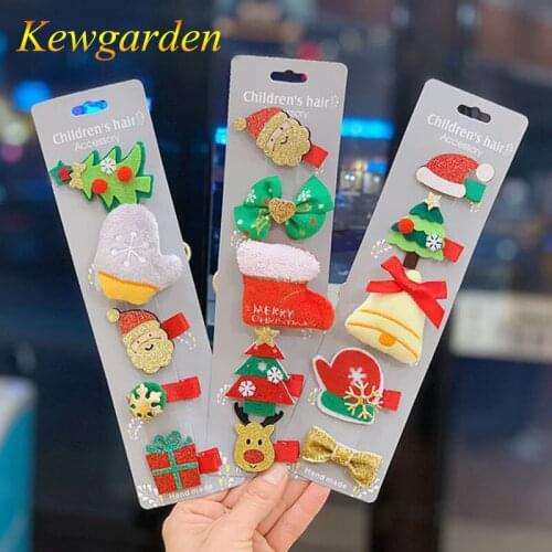 Kewgarden Christmas holiday ornaments cute cartoon hairpin baby Christmas tiara 10pcs