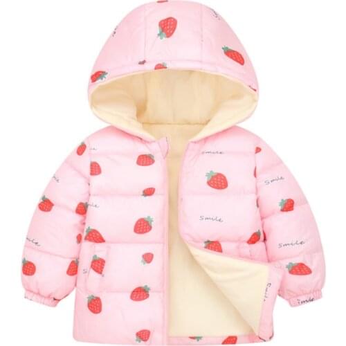 2021 New Velvet Warm Childrens Cotton-Padded Clothes Cotton-Padded Clothes Boys and Girls Fashion Cartoon Letter Cute Jacket