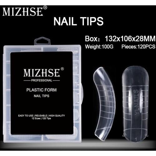 MIZHSE 120 Pcs 12 Size Clear False Nails Quick poly nail gelBuilder Mold Finger Extension Nail Art UV Builder poly nail gelTool
