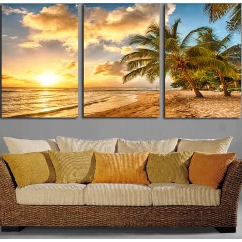 HD Print Painting Modular Home Decor Pictures 3 Pieces Sea Beach Dusk Landscape Frame Wall Art Poster Modern Living Room Canvas