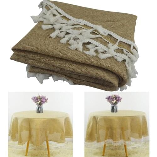 Nordic Khaki Tassels Table Cloths Elegant Decor Imitation Linen Round Dining Tablecloth Party Hotel Desk Covers Dustproof