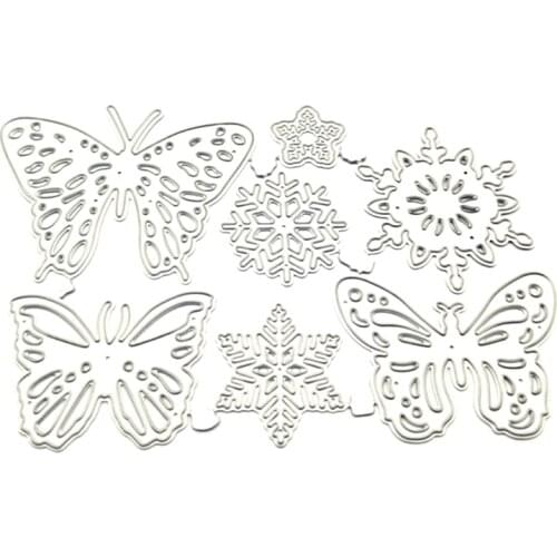 OOTDTY Snowflake Butterfly Metal Cutting Dies Stencil DIY Scrapbooking Album Paper Card Template Mold Embossing Decoratio