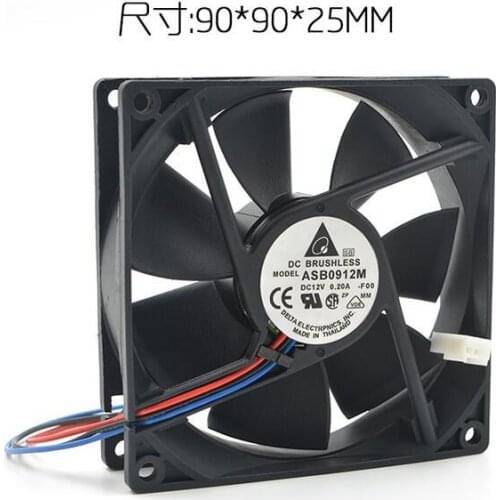 Original 9CM 9025 DC 12V 0.20A ASB0912M 92*92*25MM 3-line oil ultra quiet chassis power supply cooling fan