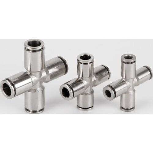 Air Pneumatic Push In Pipe Fitting Brass Union Cross One Touch Quick Connector 4mm 6mm 8mm 10mm 12mm