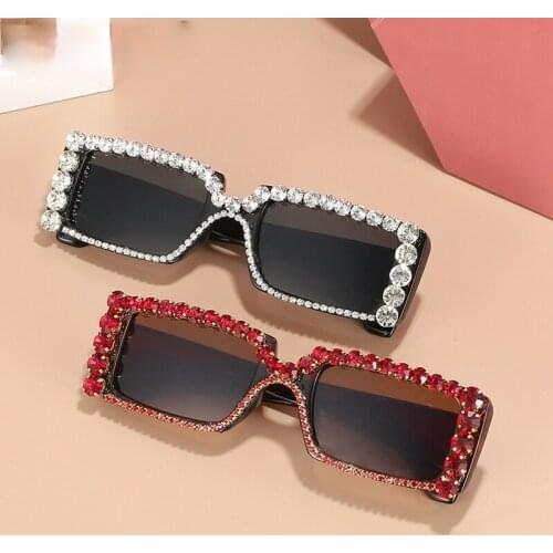 Diamond Rectangle Sunglasses Women 2021 Luxury Fashion Square Sunglasses Men Retro Red Leopard Steampunk Glasses Shades UV400