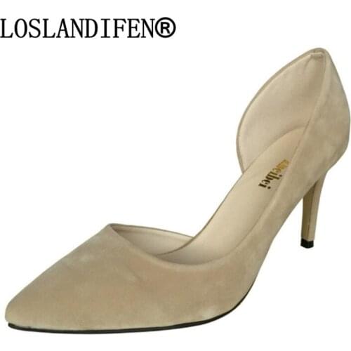 Women pumps flock high heels women shoes Pointed Toe 8CM Thin Heels designer shoes women luxury wedding shoes