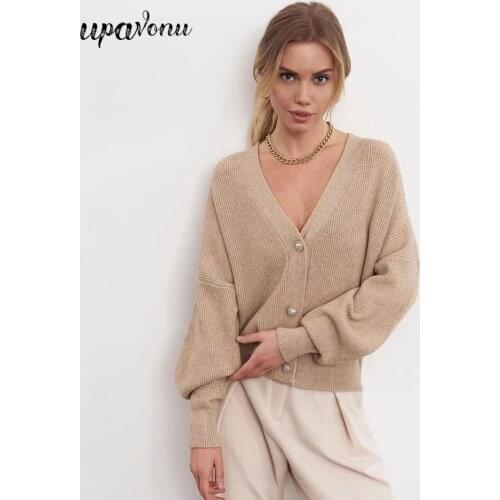 Free Shipping Casual Single-breasted Knit Cardigan Jacket 2021 Autumn New Women V-neck Long Sleeve Loose Knitted Sweater Jacket