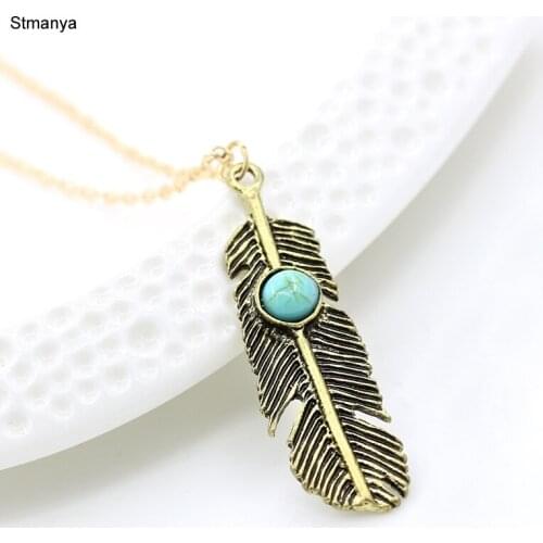 Hot New Feather necklace Women Cute Retro Feather necklace beautiful Party Gift Jewelry N1010