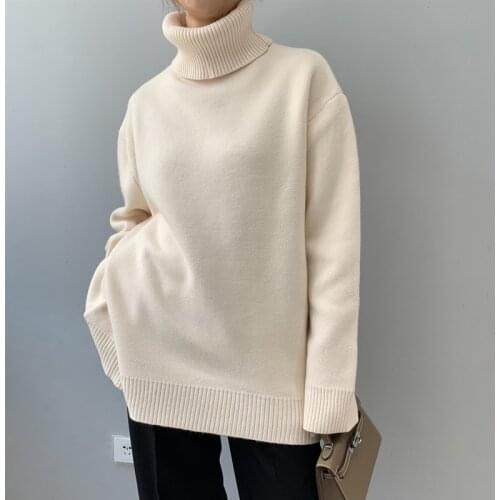 Winter sweater 2020 Korean version of the solid color thick sweater female sweater alpaca long sleeve