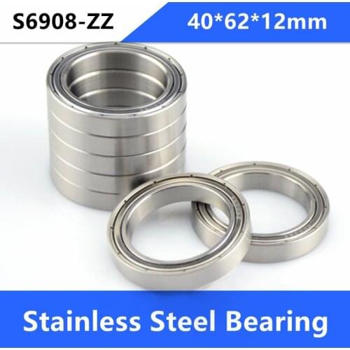 10pcs/lot ABEC-5 S6908ZZ S6908 ZZ bearings 40x62x12 mm Stainless Steel Deep Groove Ball Bearing shielded 40*62*12mm 6908 6908ZZ