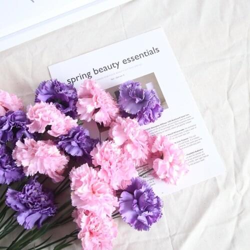 2pcs 6Colors Silk Simulation Artificial flower carnation single flower for mothers day home decoration no vase